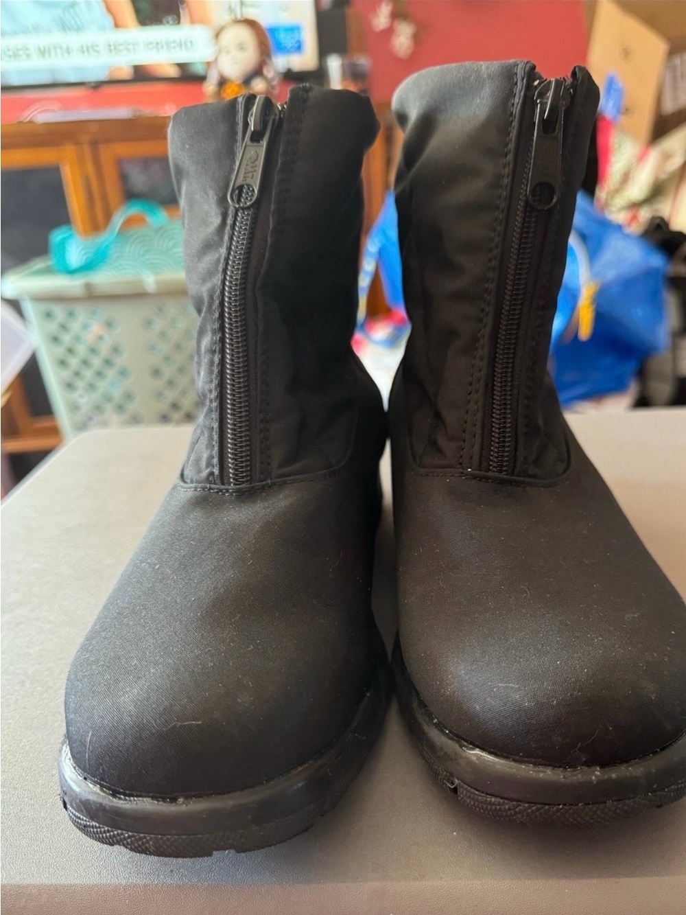 Black Front-Zip Women's Winter Rain Boots